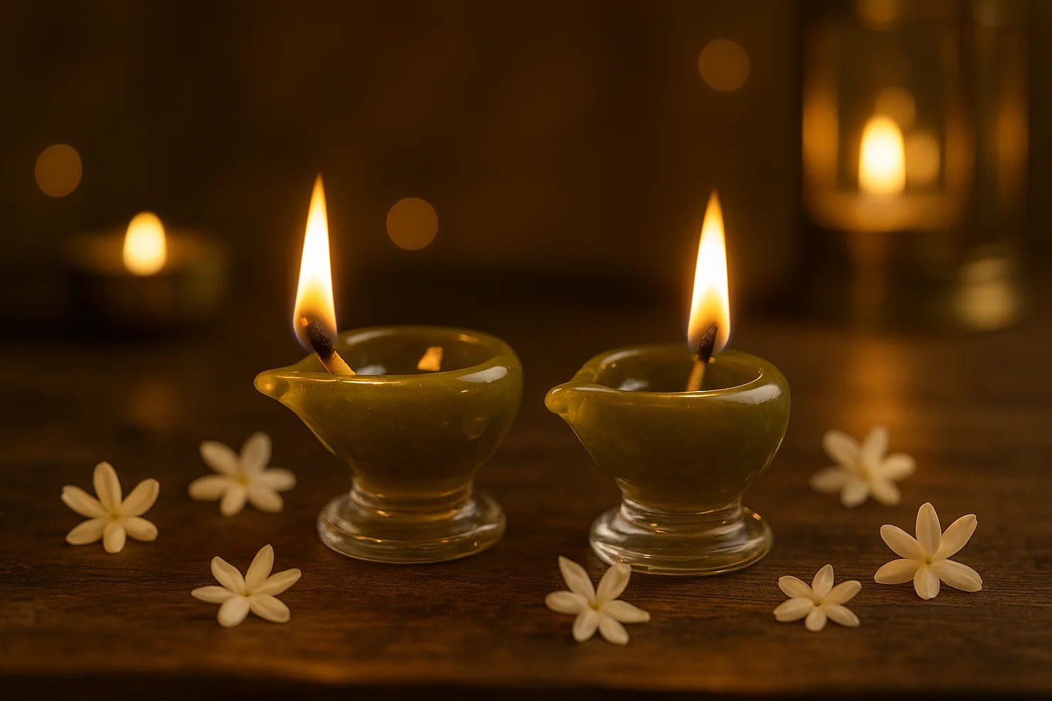 Mehndi Ki Mehak – Art Glass Puja Diya Decorative Lamp – Pooja Needs on Brown Living™. SKU: MEHAK-DIYA. Img 5.