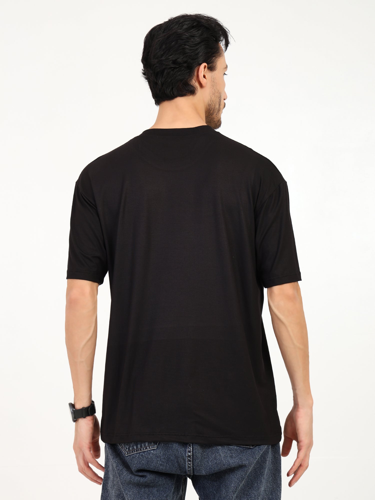Men Oversized Bamboo T-Shirt – Soft, Breathable & Sustainable Fit – Mens T-Shirt on Brown Living™. SKU: M-ADULTING-BLK-S. Img 4.