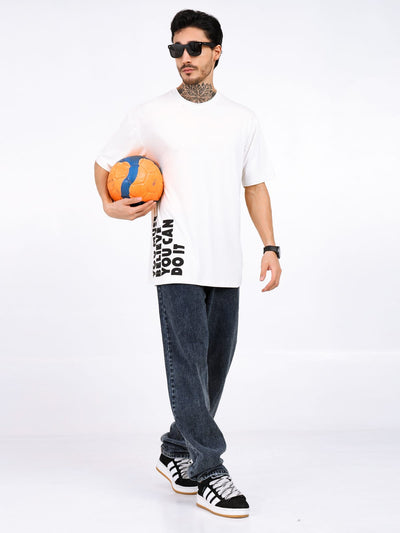 Men Oversized Bamboo T-Shirt – Soft, Breathable & Sustainable Fit – Mens T-Shirt on Brown Living™. SKU: M-DO-IT-WHIT-S. Img 6.