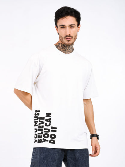Men Oversized Bamboo T-Shirt – Soft, Breathable & Sustainable Fit – Mens T-Shirt on Brown Living™. SKU: M-GENZ-WHIT-S. Img 3.