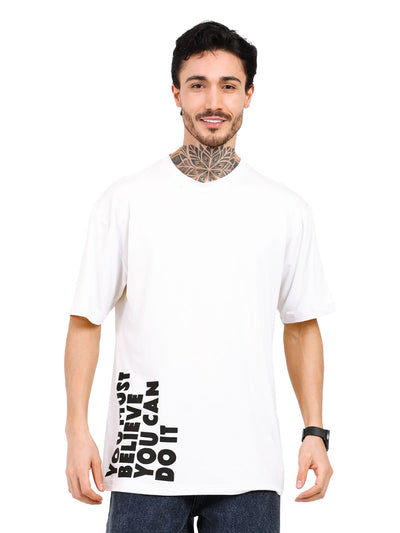 Men Oversized Bamboo T-Shirt – Soft, Breathable & Sustainable Fit – Mens T-Shirt on Brown Living™. SKU: M-GENZ-WHIT-S. Img 1.