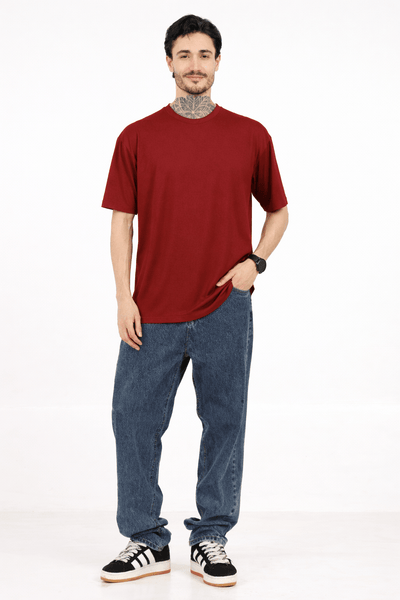 Men Oversized Plain Bamboo T-Shirt – Soft, Breathable & Sustainable – Mens T-Shirt on Brown Living™. SKU: M-PLAIN-OVERSIZ-GRAY-M. Img 16.
