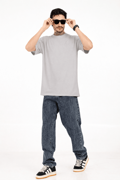 Men Oversized Plain Bamboo T-Shirt – Soft, Breathable & Sustainable – Mens T-Shirt on Brown Living™. SKU: M-PLAIN-OVERSIZ-GRAY-M. Img 13.