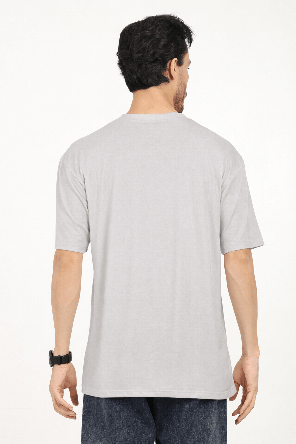 Men Oversized Plain Bamboo T-Shirt – Soft, Breathable & Sustainable – Mens T-Shirt on Brown Living™. SKU: M-PLAIN-OVERSIZ-GRAY-M. Img 15.