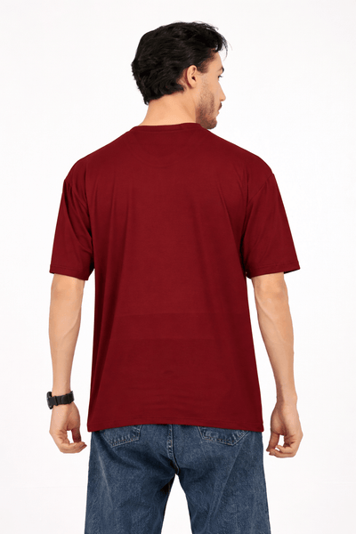 Men Oversized Plain Bamboo T-Shirt – Soft, Breathable & Sustainable – Mens T-Shirt on Brown Living™. SKU: M-PLAIN-OVERSIZ-MRON-M. Img 20.