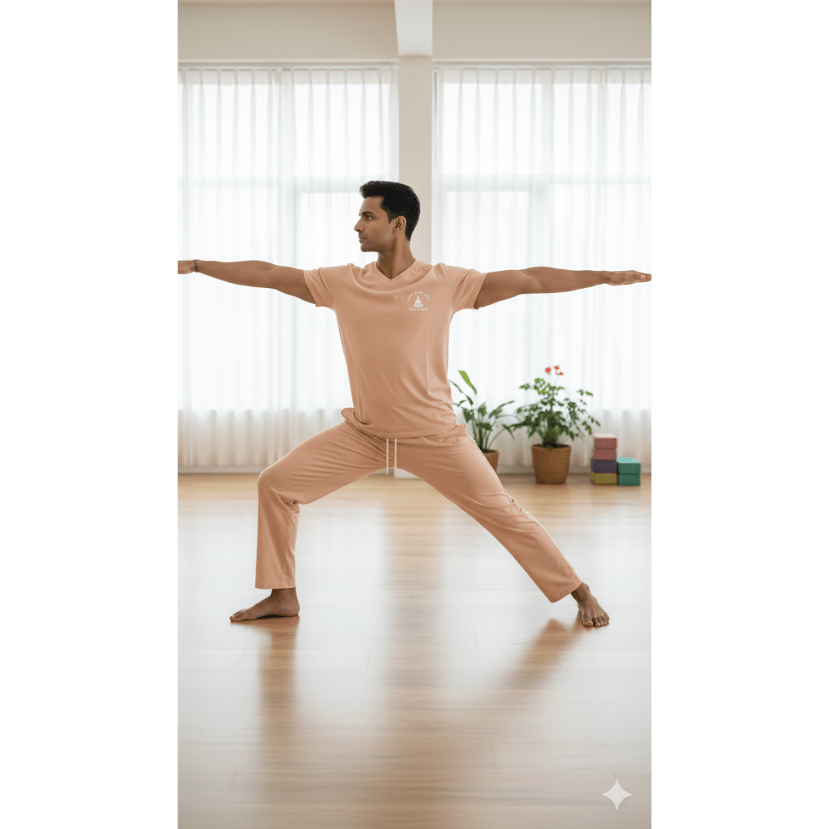 Mens -100% Organic Cotton Herbal-Infused Yoga pants with logo embro – Mens Pants on Brown Living™. SKU: 3117005-1s. Img 1.