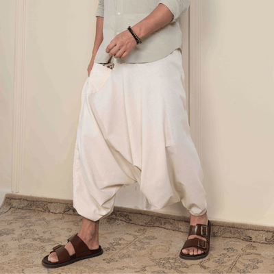 Men's Aladdin Harem Pants | Cream – Mens Pants on Brown Living™. SKU: AL - HM - 12_M. Img 1.