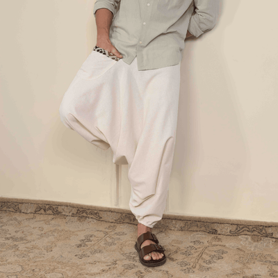 Men's Aladdin Harem Pants | Cream – Mens Pants on Brown Living™. SKU: AL - HM - 12_M. Img 6.