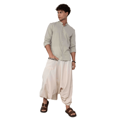 Men's Aladdin Harem Pants | Cream – Mens Pants on Brown Living™. SKU: AL - HM - 12_M. Img 8.