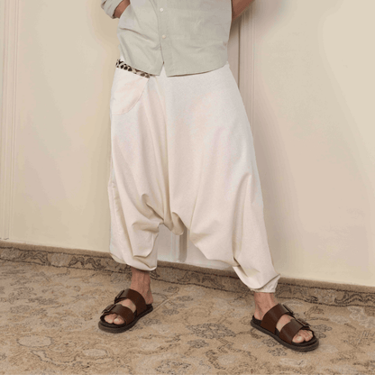 Men's Aladdin Harem Pants | Cream – Mens Pants on Brown Living™. SKU: AL - HM - 12_M. Img 5.