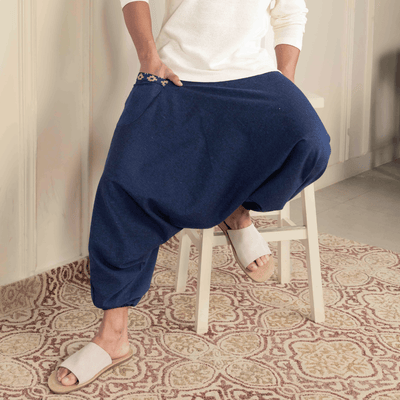 Men's Aladdin Harem Pants | Dark Blue – Mens Pants on Brown Living™. SKU: AL - HM - 11_M. Img 6.