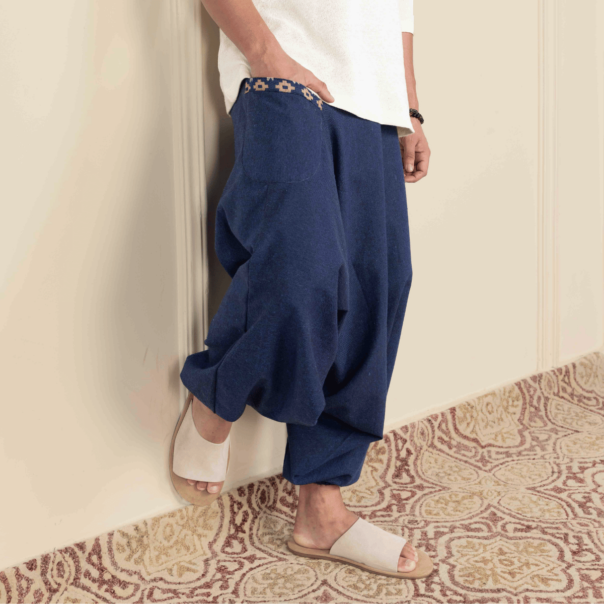 Men's Aladdin Harem Pants | Dark Blue – Mens Pants on Brown Living™. SKU: AL - HM - 11_M. Img 7.