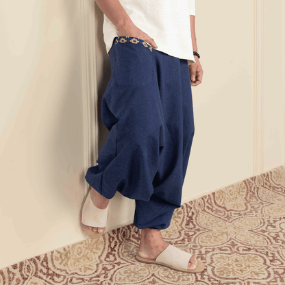 Men's Aladdin Harem Pants | Dark Blue – Mens Pants on Brown Living™. SKU: AL - HM - 11_M. Img 7.