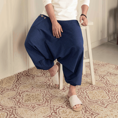 Men's Aladdin Harem Pants | Dark Blue – Mens Pants on Brown Living™. SKU: AL - HM - 11_M. Img 5.