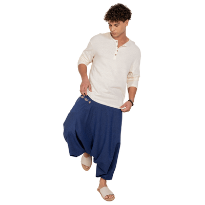 Men's Aladdin Harem Pants | Dark Blue – Mens Pants on Brown Living™. SKU: AL - HM - 11_M. Img 8.