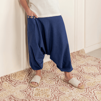 Men's Aladdin Harem Pants | Dark Blue – Mens Pants on Brown Living™. SKU: AL - HM - 11_M. Img 1.