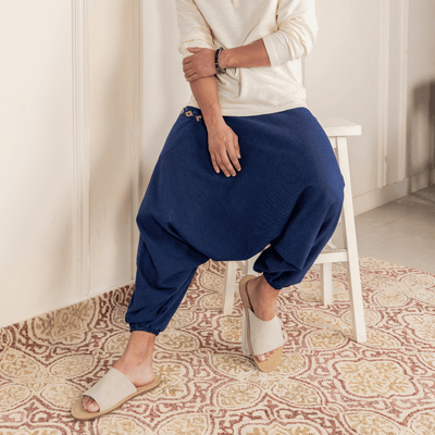 Men's Aladdin Harem Pants | Dark Blue – Mens Pants on Brown Living™. SKU: AL - HM - 11_M. Img 2.