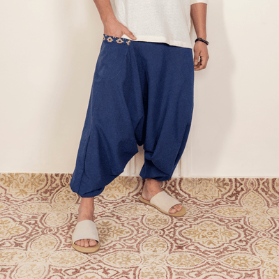 Men's Aladdin Harem Pants | Dark Blue – Mens Pants on Brown Living™. SKU: AL - HM - 11_M. Img 4.