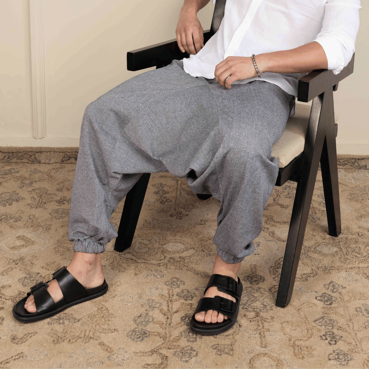 Men's Aladdin Harem Pants | Grey – Mens Pants by Hope - House of Pure Eco available on Brown Living™. One Size . SKU: AL - HM - 13_M. Img 4.