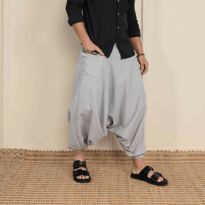 Men's Aladdin Harem Pants | Melange Grey – Mens Pants on Brown Living™. SKU: AL - HM - 17_M. Img 1.