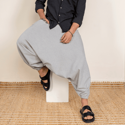 Men's Aladdin Harem Pants | Melange Grey – Mens Pants on Brown Living™. SKU: AL - HM - 17_M. Img 4.