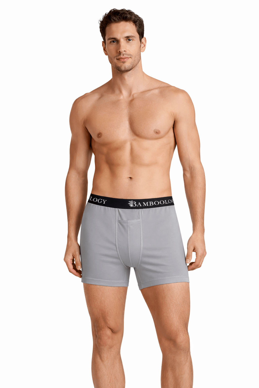 Men’s Bamboo Boxers - Ultra - Soft Comfort | Pack of 2 – Mens Underwear on Brown Living™. SKU: M-UNDWR-TRUNK-BLK-GRY-S. Img 3.
