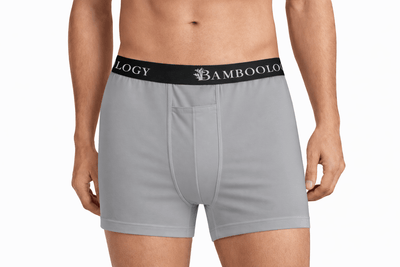 Men’s Bamboo Boxers - Ultra - Soft Comfort | Pack of 2 – Mens Underwear on Brown Living™. SKU: M-UNDWR-TRUNK-BLK-GRY-S. Img 6.