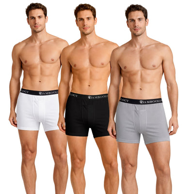 Men’s Bamboo Boxers - Ultra - Soft Comfort | Pack of 2 – Mens Underwear on Brown Living™. SKU: M-UNDWR-TRUNK-BLK-GRY-WHIT-S. Img 22.