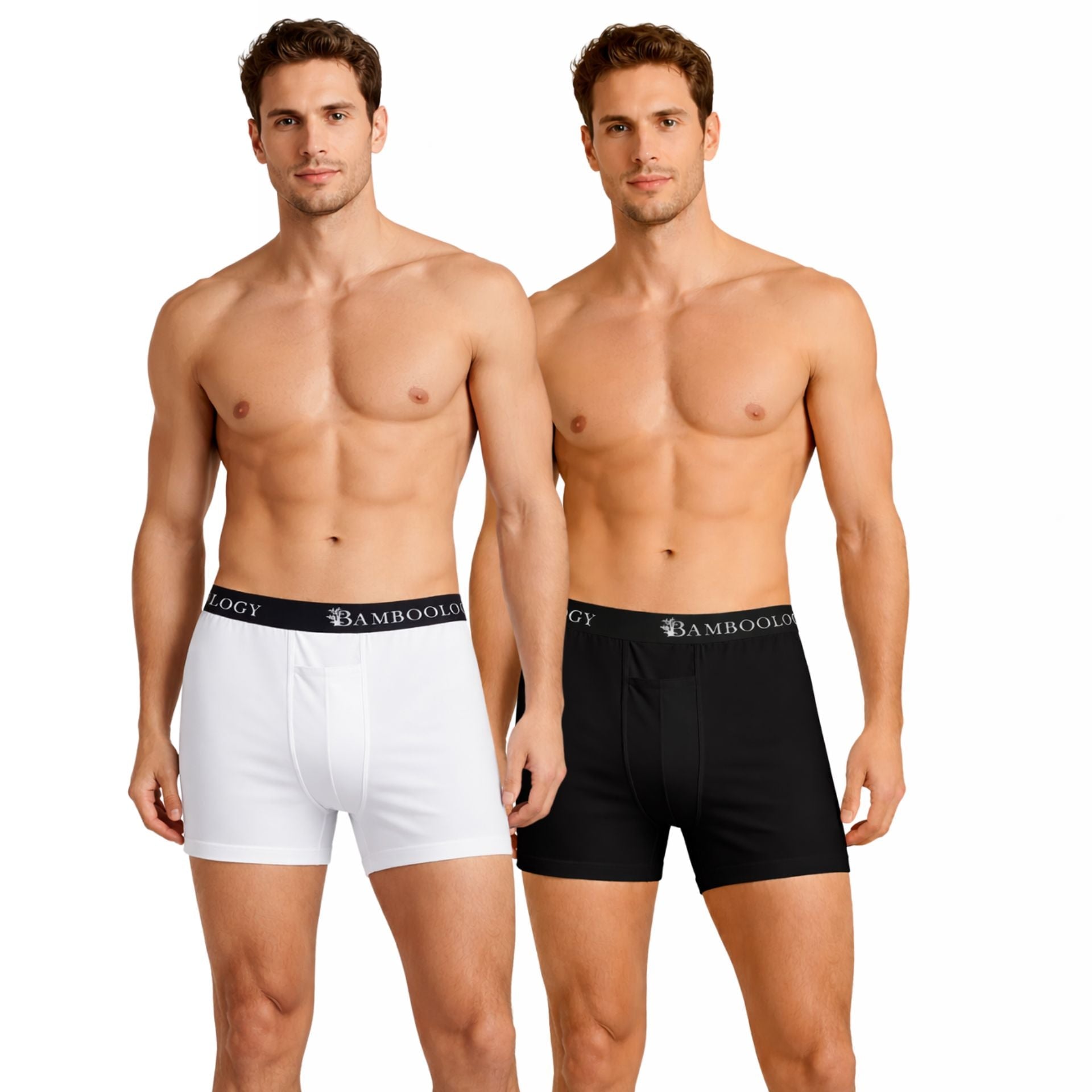 Men’s Bamboo Boxers - Ultra - Soft Comfort | Pack of 2 – Mens Underwear on Brown Living™. SKU: M-UNDWR-TRUNK-BLK-WHIT-S. Img 23.