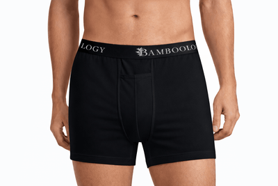 Men’s Bamboo Boxers - Ultra - Soft Comfort | Pack of 2 – Mens Underwear on Brown Living™. SKU: M-UNDWR-TRUNK-NVY-MRON-S. Img 15.