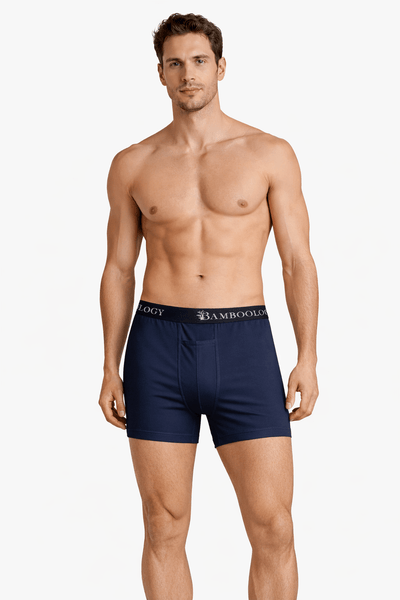 Men’s Bamboo Boxers - Ultra - Soft Comfort | Pack of 2 – Mens Underwear on Brown Living™. SKU: M-UNDWR-TRUNK-NVY-MRON-S. Img 19.
