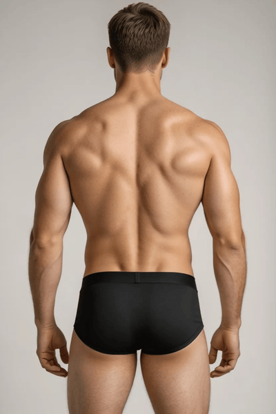 Men’s Bamboo Fabric Frenchie Fit Underwear – Mens Underwear on Brown Living™. SKU: MENS-FRENCHIE-NAVY-MARON-S-n. Img 6.