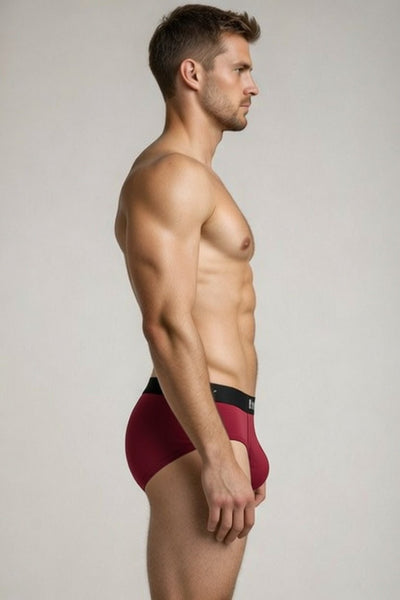Men’s Bamboo Fabric Frenchie Fit Underwear – Mens Underwear on Brown Living™. SKU: MENS-FRENCHIE-NAVY-MARON-S-n. Img 11.