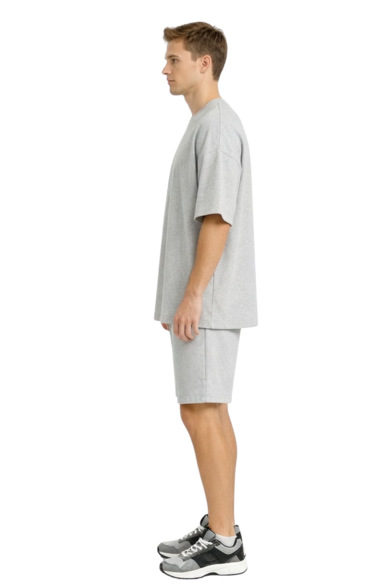 Men’s Bamboo Loungewear Set Oversize T-Shirt And Shorts Combo – Mens Co - Ord Sets on Brown Living™. SKU: M-LOUNG-SET-BLK-M. Img 2.