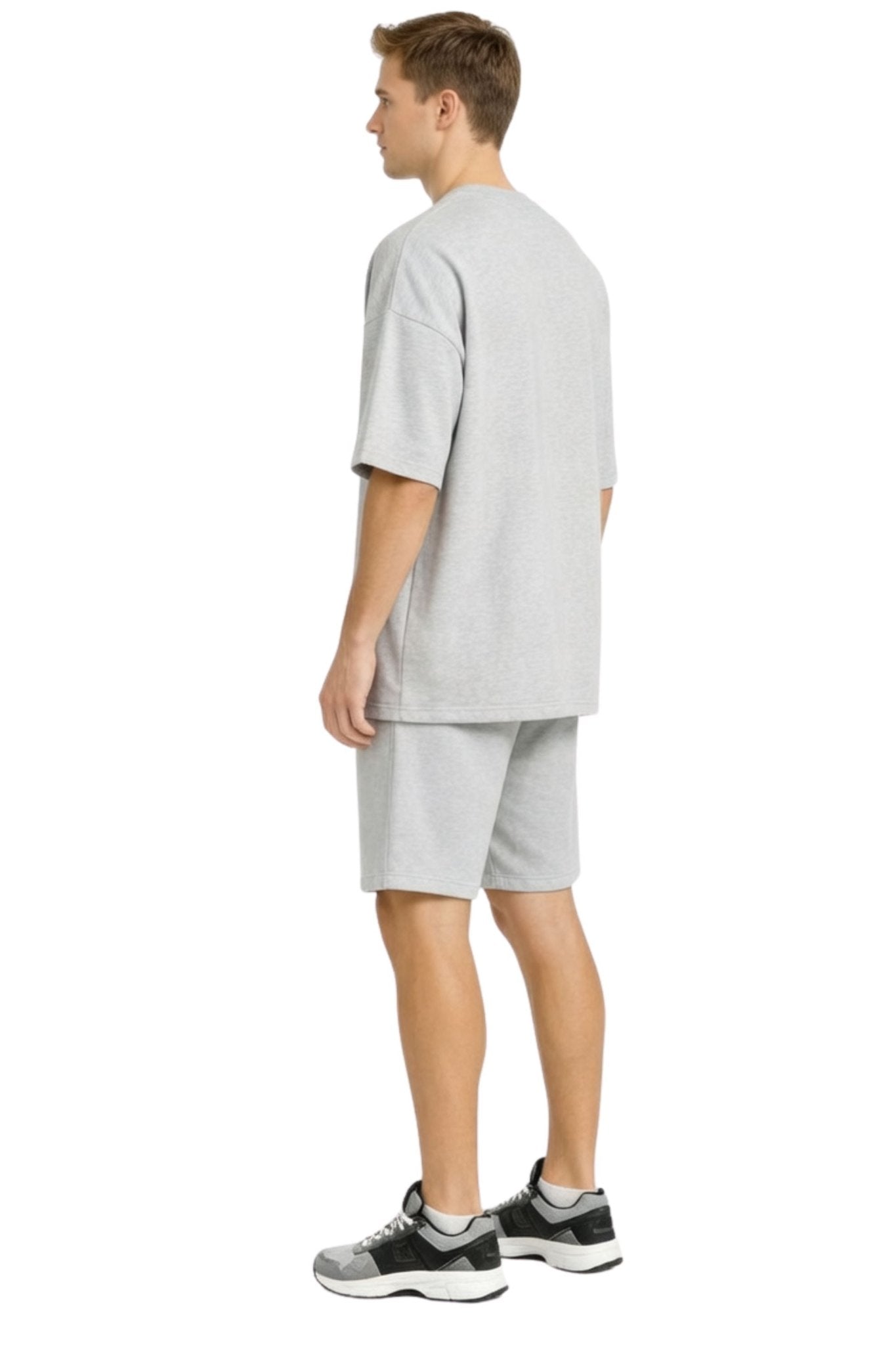Men’s Bamboo Loungewear Set Oversize T-Shirt And Shorts Combo – Mens Co - Ord Sets on Brown Living™. SKU: M-LOUNG-SET-BLK-M. Img 6.