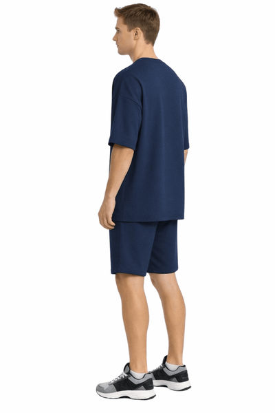 Men’s Bamboo Loungewear Set Oversize T-Shirt And Shorts Combo – Mens Co - Ord Sets on Brown Living™. SKU: M-LOUNG-SET-BLK-M. Img 12.