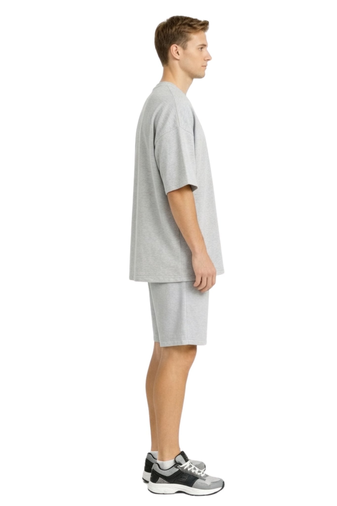Men’s Bamboo Loungewear Set Oversize T-Shirt And Shorts Combo – Mens Co - Ord Sets on Brown Living™. SKU: M-LOUNG-SET-BLK-M. Img 4.