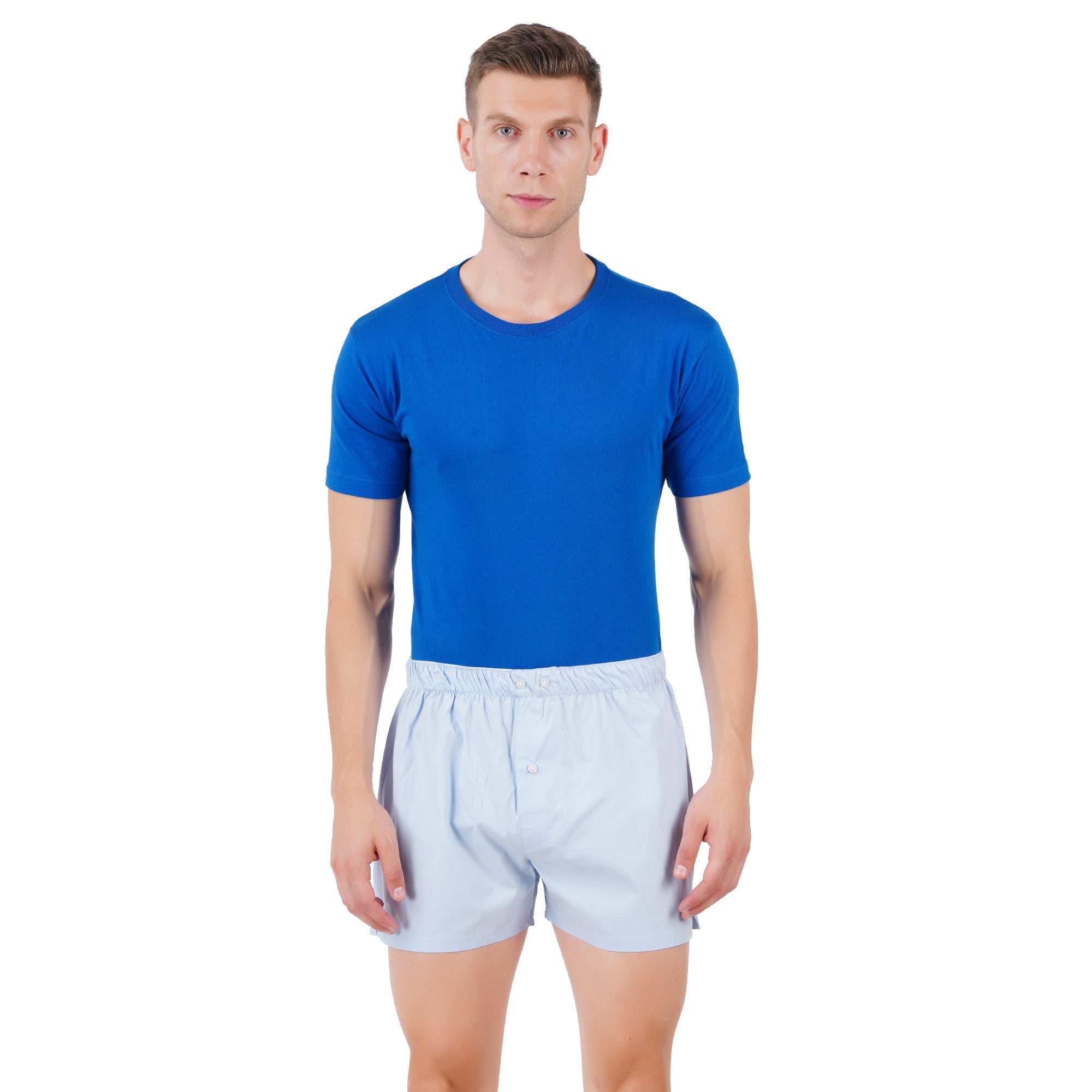 Men’s Blue Boxer Set | Pack Of 3 Comfortable Fit – Mens Shorts on Brown Living™. SKU: ARZIKI009-BLUE-M. Img 3.