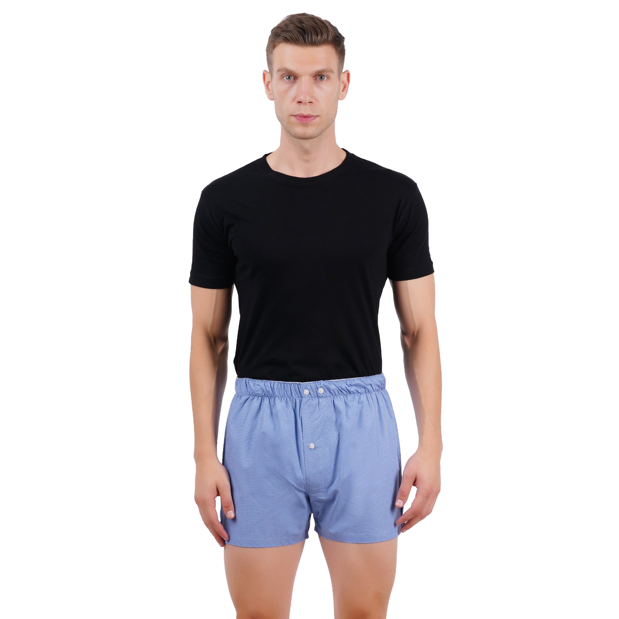 Men’s Boxer Set Blue Stripe Print | Pack Of 3 Comfortable Fit – Mens Shorts on Brown Living™. SKU: ARZIKI013-BLUE-STRIPE-PRINT-M. Img 5.