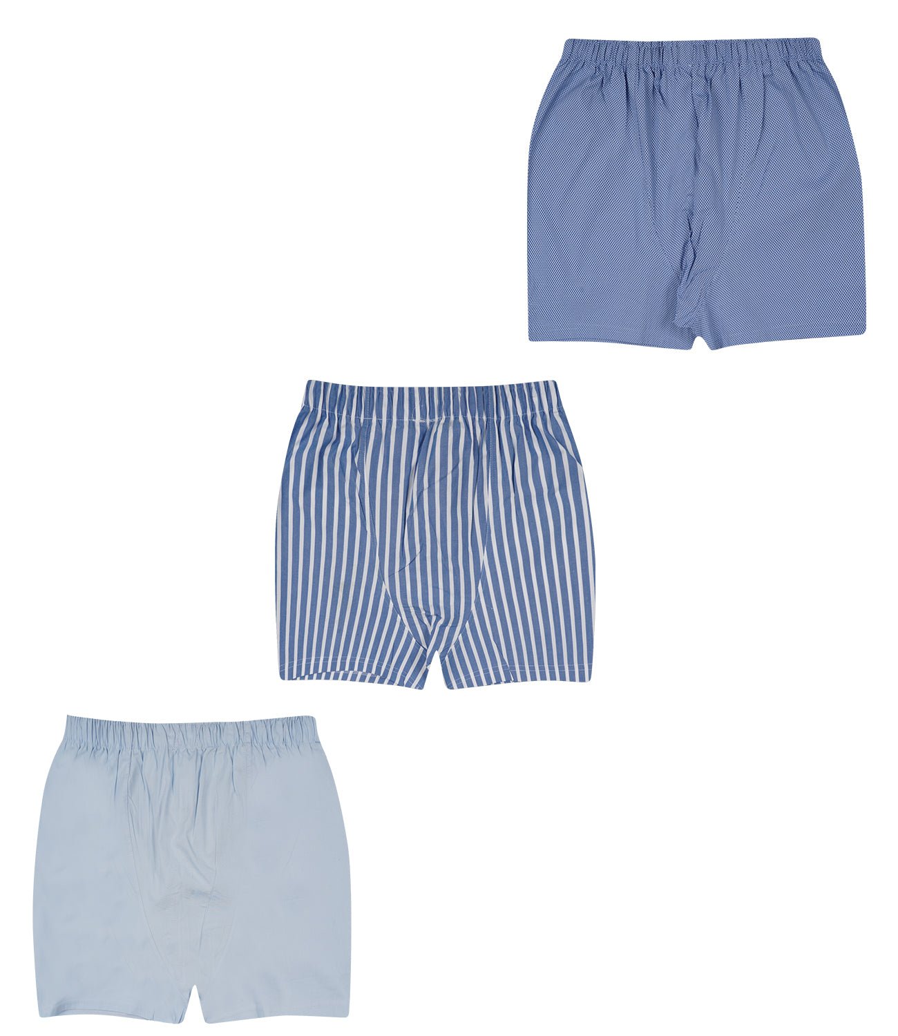 Men’s Boxer Set Blue Stripe Print | Pack Of 3 Comfortable Fit – Mens Shorts on Brown Living™. SKU: ARZIKI013-BLUE-STRIPE-PRINT-M. Img 2.