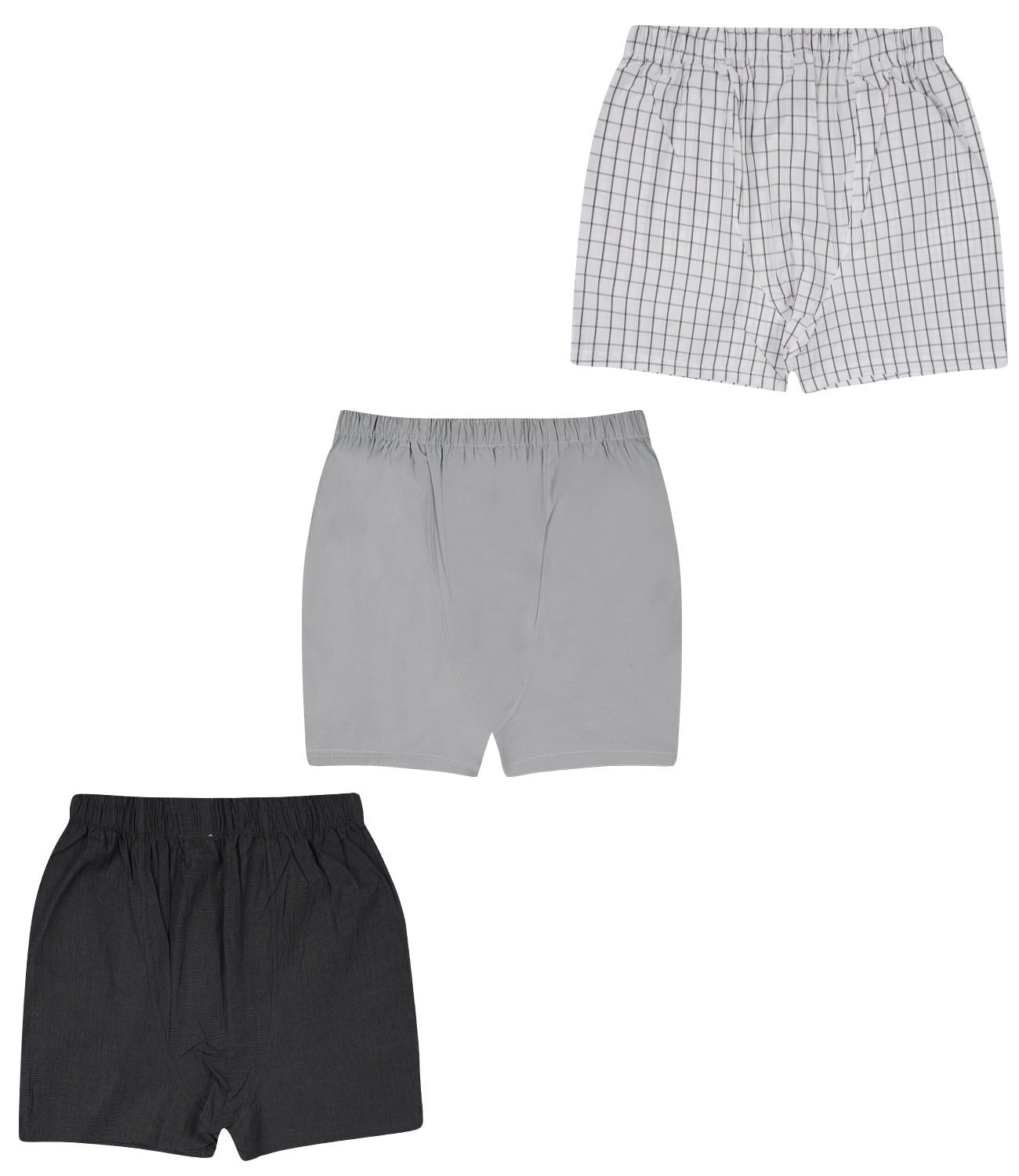 Men’s Boxer Set Dark & Light Grey Checks | Pack Of 3 – Mens Shorts on Brown Living™. SKU: ARZIKI012-DKGREY-LTGREY-CHECKS-M. Img 2.