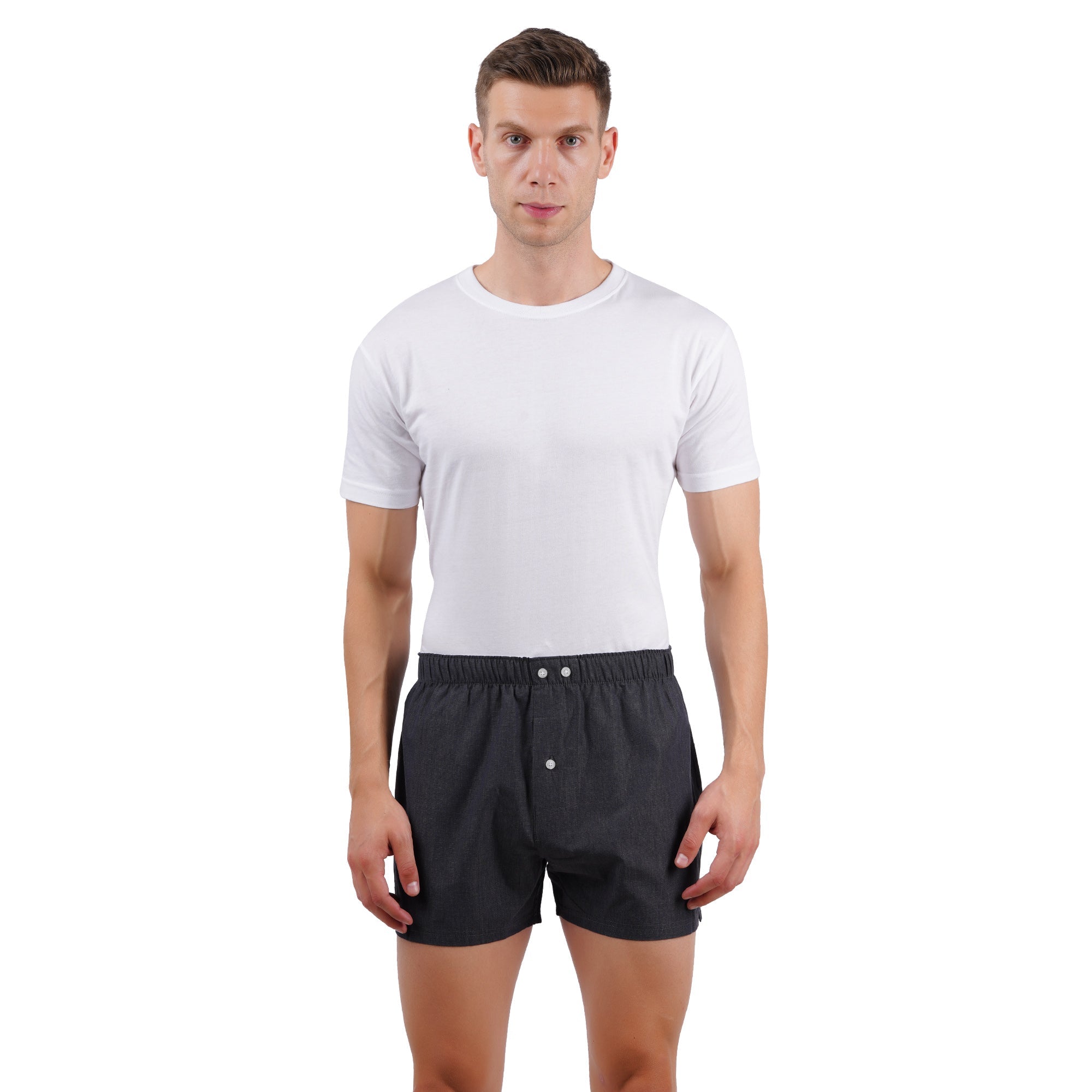 Men’s Boxer Set Dark & Light Grey Checks | Pack Of 3 – Mens Shorts on Brown Living™. SKU: ARZIKI012-DKGREY-LTGREY-CHECKS-M. Img 5.