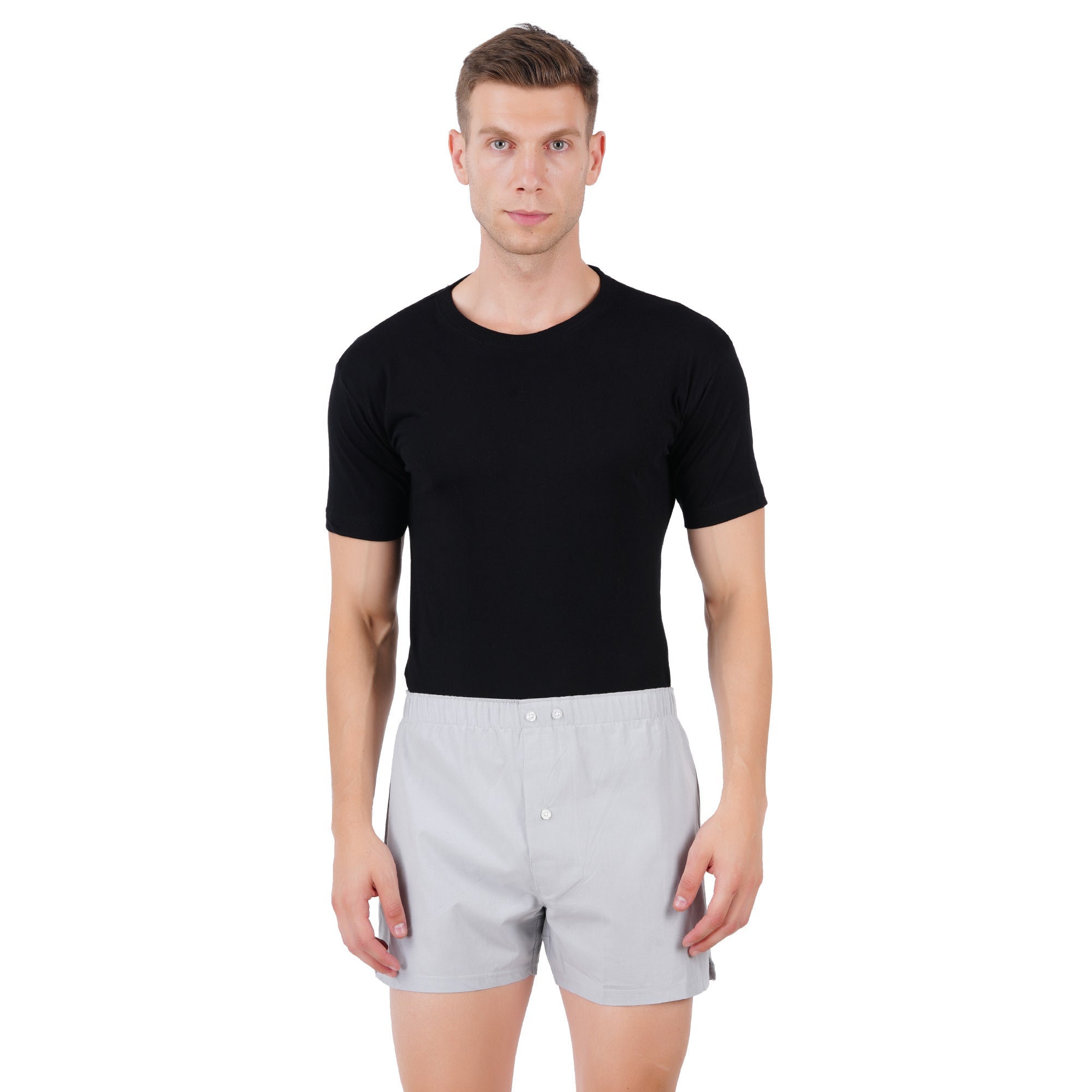 Men’s Boxer Set Dark & Light Grey Checks | Pack Of 3 – Mens Shorts on Brown Living™. SKU: ARZIKI012-DKGREY-LTGREY-CHECKS-M. Img 4.