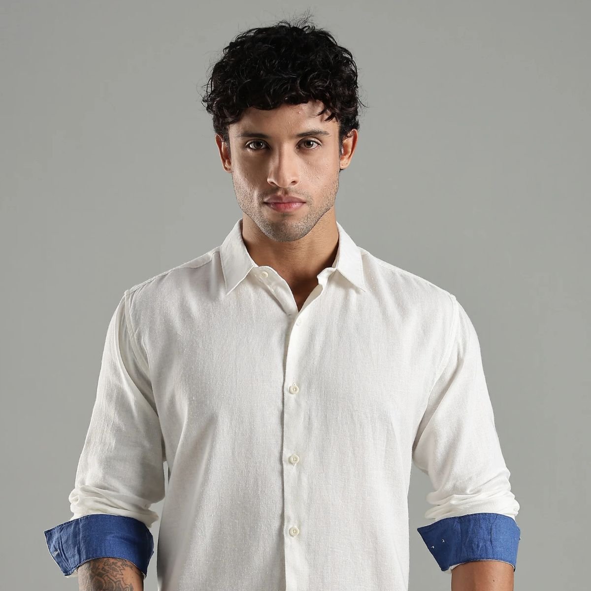 Men’s Cora Linen Shirt – Timeless & Comfortable – Mens Shirt on Brown Living™. SKU: LN - CR - F - S. Img 1.