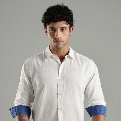 Men’s Cora Linen Shirt – Timeless & Comfortable – Mens Shirt on Brown Living™. SKU: LN - CR - F - S. Img 1.