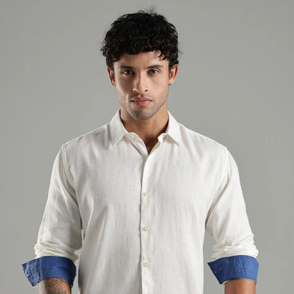 Men’s Cora Linen Shirt – Timeless & Comfortable – Mens Shirt on Brown Living™. SKU: LN - CR - F - S. Img 1.