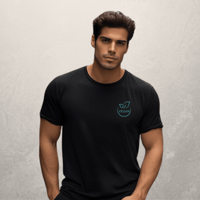 Men’s Cotton T-Shirt | Regular Fit Vegan Graphic Tee – Mens T-Shirt on Brown Living™. SKU: vegan-ethics-1-Black-S. Img 2.