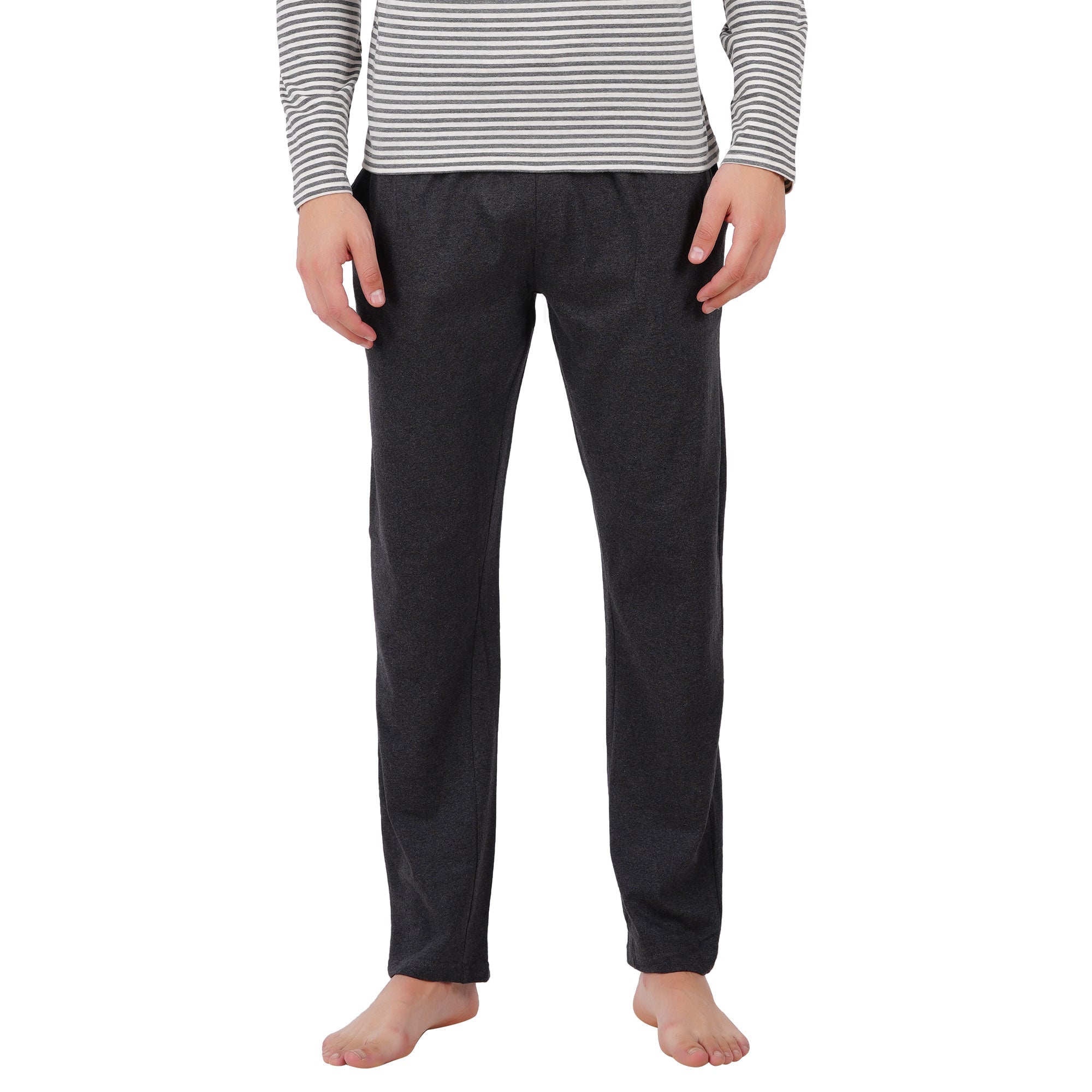 Men’s Grey Melange Nightwear Set | Comfortable Cotton Sleepwear – Mens Pyjama on Brown Living™. SKU: ARZIKI097-GREYMELANGE-M. Img 5.