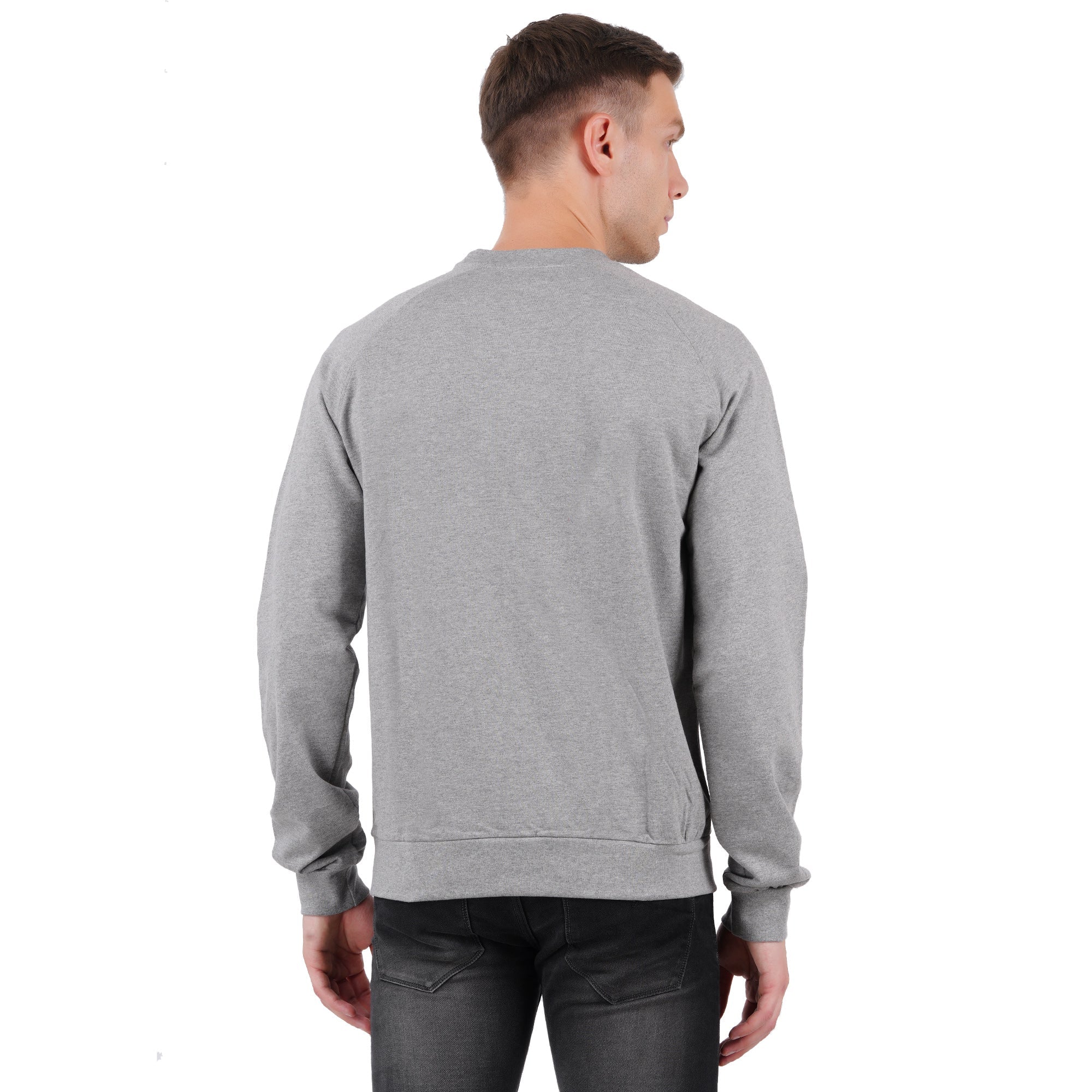 Men’s Grey Melange Pullover Sweatshirt | Everyday Comfort – Mens Trousers on Brown Living™. SKU: ARZIKI56-GREYMELANGE-M. Img 2.