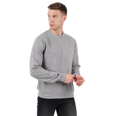 Men’s Grey Melange Pullover Sweatshirt | Everyday Comfort – Mens Trousers on Brown Living™. SKU: ARZIKI56-GREYMELANGE-M. Img 3.